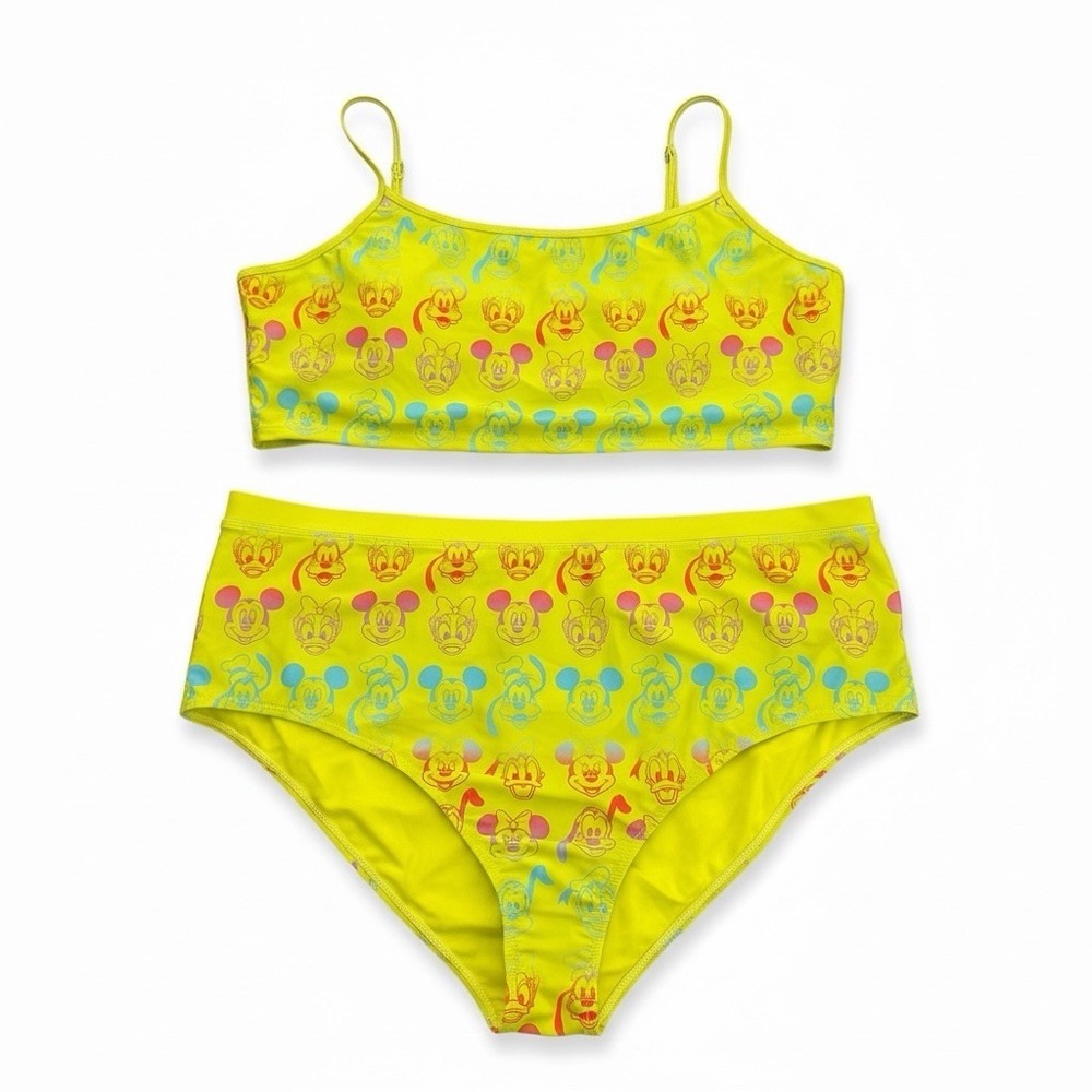 Disney Bikini Set 2X Neon Mickey Minnie Pluto Daisy Swim Plus Size UPF+50 Summer